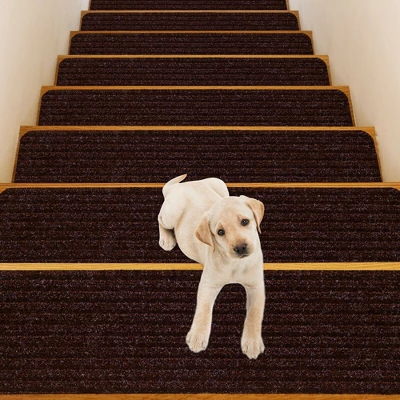 Costway 15 PCS Slip-resistant Stair Mats 30'' X 8'' Non-Slip Stair Treads Carpet 12 Costway 15 PCS Slip-resistant Stair Mats 30'' X 8'' Non-Slip Stair Treads Carpet - Image 10
