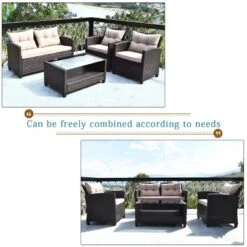Costway 4PCS Outdoor Rattan Furniture Set Cushioned Sofa Armrest Table -Costway GUEST 2d1f2177 2650 453d 91cd 6d16b93ee1ab