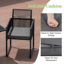 Costway 3 PCS Patio PE Wicker Furniture Set Cushioned Chairs With Folding Backrest Backyard Black/White -Costway GUEST 2d36f80f b25d 41b5 a108 deb92f58dc10