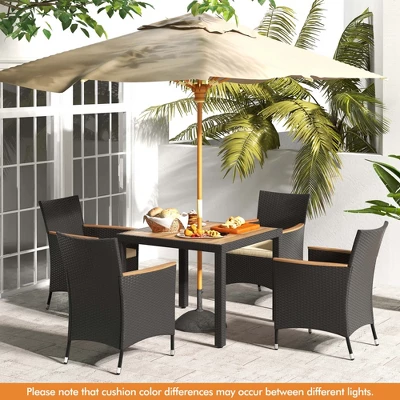 Costway 5 PCS Patio Dining Table Set For 4 Rattan Conversation Set With Umbrella Hole 4 Costway 5 PCS Patio Dining Table Set For 4 Rattan Conversation Set With Umbrella Hole - Image 2