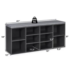 Costway Entryway Padded Shoe Storage Bench 10-Cube Organizer Bench Adjustable 17 Costway Entryway Padded Shoe Storage Bench 10-Cube Organizer Bench Adjustable -Costway GUEST 2d703f9f dbd6 412d babd 6c98a744b8fe