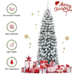 Costway 4.5/6/7.5 Ft Unlit Hinged Snow Flocked Artificial Pencil Christmas Tree With 242/500/641 Branch 18 Costway 4.5/6/7.5 Ft Unlit Hinged Snow Flocked Artificial Pencil Christmas Tree With 242/500/641 Branch -Costway GUEST 2d8dcaf7 bc56 4a66 b282 c9dbfed54fb2