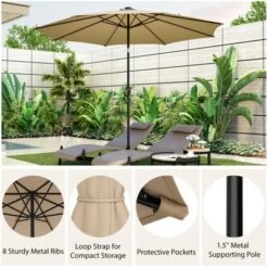 Costway 10 FT 112 LED Solar-Lighted Patio Table Market Umbrella Crank Tilt Outdoor Beige/Coffee/Navy/Wine 22 Costway 10 FT 112 LED Solar-Lighted Patio Table Market Umbrella Crank Tilt Outdoor Beige/Coffee/Navy/Wine -Costway GUEST 2d8e8009 8c78 4535 9f01 421ad214c171