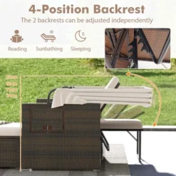 Costway Outdoor Patio Rattan Daybed With Retractable Canopy & Adjustable Backrests Beige/Red/Blue -Costway GUEST 2d9d6210 a5a9 4ba7 ad9a f32fc6ee187a