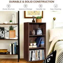 Costway 3 Open Shelf Bookcase Modern Multi-functional Storage Display Cabinet Walnut 17 Costway 3 Open Shelf Bookcase Modern Multi-functional Storage Display Cabinet Walnut -Costway GUEST 2db805bf b4a7 447a a501 401aea011926