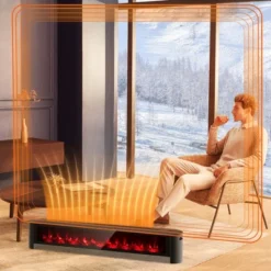 Costway 1400W Electric Baseboard Heater Convection Space Heater With Realistic 3D Flame