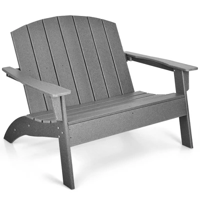 Costway 2PCS Patio Adirondack Chair Loveseat Bench HDPE Weather Resistant Grey 9 Costway 2PCS Patio Adirondack Chair Loveseat Bench HDPE Weather Resistant Grey - Image 7