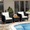 Costway 3 PCS Outdoor Patio Rattan Bistro Furniture Set Wooden Table Top Cushioned Sofa Black Brown 1 Costway 3 PCS Outdoor Patio Rattan Bistro Furniture Set Wooden Table Top Cushioned Sofa Black Brown -Costway GUEST 2e425132 75f3 4a8e b860 47e6b44be1e7