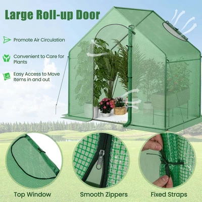 Costway 6 X 3 X 5.5FT Mini Walk-in Greenhouse With PE Cover Rustproof PE-Coated Metal Frame 9 Costway 6 X 3 X 5.5FT Mini Walk-in Greenhouse With PE Cover Rustproof PE-Coated Metal Frame - Image 7