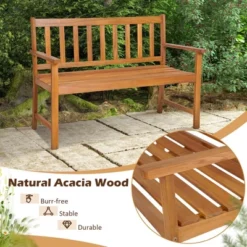 Costway 2-Person Slatted Bench Patio Acacia Wood Loveseat 800 Lbs Outdoor Natural -Costway GUEST 2eef9165 9289 48df bf69 4d4dda7d64e9