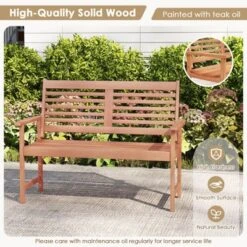 Costway Patio Solid Wood Loveseat With Inclined Backrest & Slatted Seat Teak Painting 16 Costway Patio Solid Wood Loveseat With Inclined Backrest & Slatted Seat Teak Painting -Costway GUEST 2f254076 9bab 4400 9b30 04d80809574b