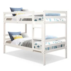 Costway Twin Over Twin Wood Bunk Beds Ladder Safety Rail EspressoWhite 23 Costway Twin Over Twin Wood Bunk Beds Ladder Safety Rail EspressoWhite -Costway GUEST 2f7f1ed9 1b2f 4561 83f0 f3d951135b31