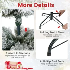 Costway 4.5 FT/6FT/7FT Pre-Lit Slim Christmas Tree Flocked Decoration With Pine Needles & Lights -Costway GUEST 2fb0e681 ddf7 41c2 a8fa dc432c98e105