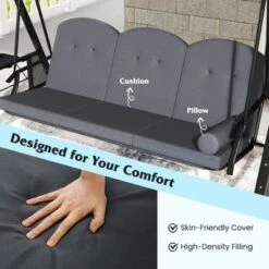 Costway 3-Seat Patio Swing Chair With Adjustable Canopy Thickened Cushions Pillow Navy/Gray 18 Costway 3-Seat Patio Swing Chair With Adjustable Canopy Thickened Cushions Pillow Navy/Gray -Costway GUEST 2fc15eb7 4cfd 4db6 97e0 08e2f805ddee