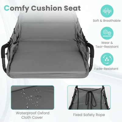 Costway Swing Chair With Stand Extra-wide And Cushioned Seat Outdoor Indoor Hanging Chair Grey/Beige 8 Costway Swing Chair With Stand Extra-wide And Cushioned Seat Outdoor Indoor Hanging Chair Grey/Beige - Image 6