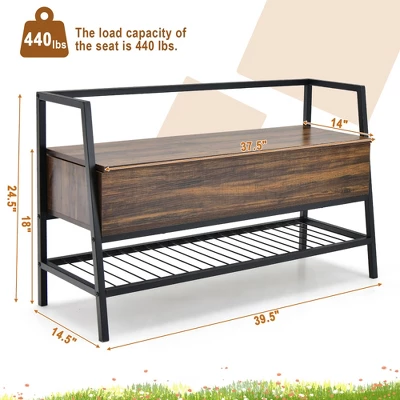 Costway Industrial Shoe Bench Rack Organizer WithPremium Gas Lift & Hidden Storage Box 4 Costway Industrial Shoe Bench Rack Organizer WithPremium Gas Lift & Hidden Storage Box - Image 2