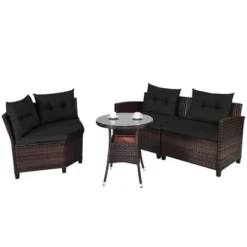 Costway 4PCS Outdoor Patio Rattan Furniture Set Cushioned Sofa Table TurquoiseBlackNavyRed 21 Costway 4PCS Outdoor Patio Rattan Furniture Set Cushioned Sofa Table TurquoiseBlackNavyRed -Costway GUEST 30000de0 f699 47ff afaf b0e754003e6f
