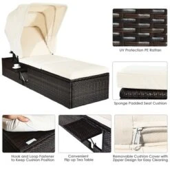 Costway Patio Rattan Lounge Chair Chaise Cushioned Top Canopy Adjustable White -Costway GUEST 30467615 f5e8 4030 8a8b 3e1610b74f94