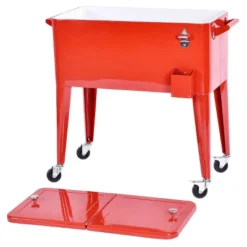 Costway Red Outdoor Patio 80 Quart Cooler Cart Ice Beer Beverage Chest Party Portable -Costway GUEST 30768bd5 6246 4699 aff5 c574bcb4df7c