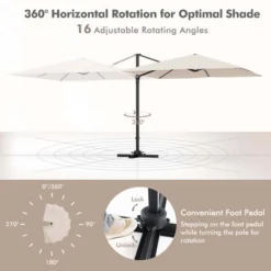 Costway Patio 9.5FT Square Cantilever Offset Hanging Umbrella 2-Tier 360° Outdoor Beige/ Coffee/Navy 18 Costway Patio 9.5FT Square Cantilever Offset Hanging Umbrella 2-Tier 360° Outdoor Beige/ Coffee/Navy -Costway GUEST 30ac27c2 c33f 41b5 9484 f2c492735b55