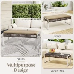 Costway Set Of 2 Outdoor Ottoman Bench Patio PE Rattan Footrest W/ Soft Cushion & Metal Frame 18 Costway Set Of 2 Outdoor Ottoman Bench Patio PE Rattan Footrest W/ Soft Cushion & Metal Frame -Costway GUEST 30b84985 74de 406c ae76 3b2db11dca3d 1