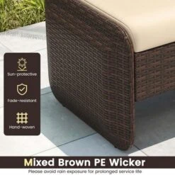 Patiojoy 2 Pieces Outdoor Patio PE Wicker Ottomans With Removable Cushions Footstools Beige/Navy -Costway GUEST 311a87e0 3d99 4971 b6bf 977a650384d5