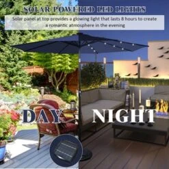 Costway 9 FT Patio Solar Umbrella LED Patio Market Steel Tilt With Crank Outdoor Navy -Costway GUEST 312150a0 7d04 4d5a be41 3f6117e26f38