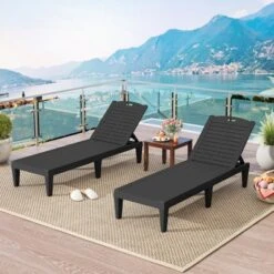 Costway Chaise Lounge Chairs Set Of 2 With 5-Position Adjustable Backrests Easy Assembly Black/White/Brown -Costway GUEST 319be6cf 38bb 4436 86ac e37965e32212