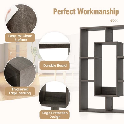 Costway 7-Cube Geometric Bookshelf With Anti-Toppling Device Modern Open Bookcase White/Black/Oak/Rustic Brown/Natural/Grey 9 Costway 7-Cube Geometric Bookshelf With Anti-Toppling Device Modern Open Bookcase White/Black/Oak/Rustic Brown/Natural/Grey - Image 7