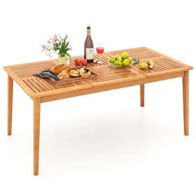 Costway 6-Person Outdoor Acacia Wood Dining Table With 1.96" Umbrella Hole Rectangular 12 Costway 6-Person Outdoor Acacia Wood Dining Table With 1.96" Umbrella Hole Rectangular - Image 10