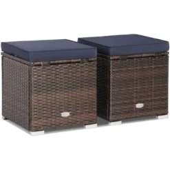 Costway 2PCS Patio Rattan Ottomans Seat Side Table Storage Box Footstool W/Cushions Navy 19 Costway 2PCS Patio Rattan Ottomans Seat Side Table Storage Box Footstool W/Cushions Navy -Costway GUEST 32e29e89 3473 438b a2f9 5365c3419743