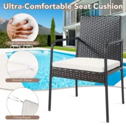 Costway 4PCS Patio Wicker Rattan Dining Chairs Cushioned Seats Armrest Garden 16 Costway 4PCS Patio Wicker Rattan Dining Chairs Cushioned Seats Armrest Garden -Costway GUEST 338a117b 0c0a 4cbc 893d cf1927b743d9