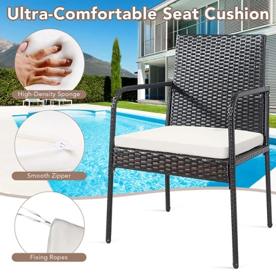 Costway 4PCS Patio Wicker Rattan Dining Chairs Cushioned Seats Armrest Garden 8 Costway 4PCS Patio Wicker Rattan Dining Chairs Cushioned Seats Armrest Garden - Image 6