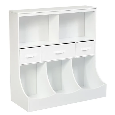 Costway Freestanding Combo Shelf Cubby Bin W/3 Baskets White 14 Costway Freestanding Combo Shelf Cubby Bin W/3 Baskets White - Image 12