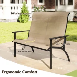 Costway 2-Person Patio Garden Bench With High Back And Armrests 880 Lbs Weight Capacity -Costway GUEST 33d722e4 4feb 4e84 8fc2 632367a70bbf