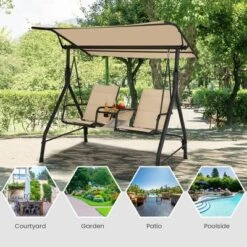 Costway 2-Seat Outdoor Patio Swing Adjustable Canopy Tempered Glass Table Top Cup Holder 14 Costway 2-Seat Outdoor Patio Swing Adjustable Canopy Tempered Glass Table Top Cup Holder -Costway GUEST 33dcdd86 1b7b 41f9 98ba f6c39289039c