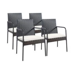 Costway 4PCS Patio Wicker Rattan Dining Chairs Cushioned Seats Armrest Garden 18 Costway 4PCS Patio Wicker Rattan Dining Chairs Cushioned Seats Armrest Garden -Costway GUEST 340e593e 09e3 47fc aeb7 05cde344901e