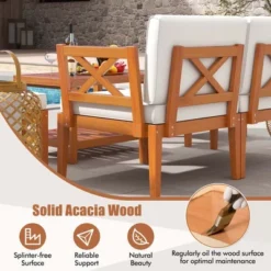 Costway 10 PCS Acacia Wood Patio Furniture Set With Cushions And 2-Tier Coffee Table -Costway GUEST 34119be9 6684 4a13 bd57 00c5137dbf09