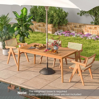 Costway 6-Person Outdoor Acacia Wood Dining Table With 1.96" Umbrella Hole Rectangular 6 Costway 6-Person Outdoor Acacia Wood Dining Table With 1.96" Umbrella Hole Rectangular - Image 4