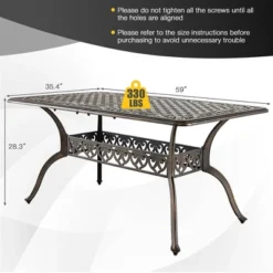Costway 59'' Outdoor Dining Table All-Weather Cast Aluminum Umbrella Hole 6 Person Bronze -Costway GUEST 345ceb94 579b 412f a43c a60911de2fbd