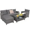 Costway 4PCS Patio Rattan Furniture Set Cushioned Loveseat Table Shelf Gray -Costway GUEST 347c24a2 2cdf 4c84 b008 eaafda5aac2f