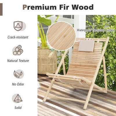Costway Patio Outdoor Adjustable Folding Wood Sling Chair Reclining Lounge Assembly Free 8 Costway Patio Outdoor Adjustable Folding Wood Sling Chair Reclining Lounge Assembly Free - Image 6