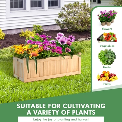 Costway Outdoor Wooden Planter Box Folding Raised Garden Plant Container W/Drainage Hole 9 Costway Outdoor Wooden Planter Box Folding Raised Garden Plant Container W/Drainage Hole - Image 7