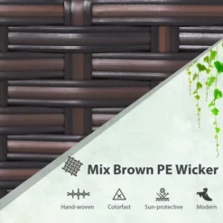 Costway 3PCS Patio Wicker Furniture Set With Beige & Navy Cushion Covers Balcony -Costway GUEST 3513d128 7dda 406f 9d3f 99ead93939f7