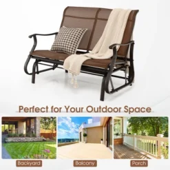 Costway 2-Person Patio Swing Glider Bench Loveseat Rocking Chair High Back Deck -Costway GUEST 3520059a ca50 46b1 ac54 2170aa678e27