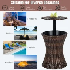 Costway Patio Rattan Cooler Bar Table Cocktail Coffee Table Height Adjustable -Costway GUEST 3552d880 90be 459d aa31 54d28432036b