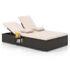 Costway Outdoor Patio Daybed PE Wicker Double Chaise Lounge With Adjustable Backrests