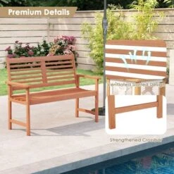 Costway Patio Solid Wood Loveseat With Inclined Backrest & Slatted Seat Teak Painting 19 Costway Patio Solid Wood Loveseat With Inclined Backrest & Slatted Seat Teak Painting -Costway GUEST 3599716a c708 4054 bf31 3450d2d1e94f