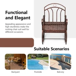 Costway Patio Rocking Chair Art Scroll Rocker Backrest Armrests Antique Copper Backyard 19 Costway Patio Rocking Chair Art Scroll Rocker Backrest Armrests Antique Copper Backyard -Costway GUEST 360907f4 fff0 4e04 8afa d04c0b5d1b79