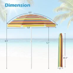 Costway 6.5Ft Patio Beach Sunshade Umbrella Portable Tilt Outdoor Yellowith Green/Navy/Blue -Costway GUEST 365cfb34 d65c 401f b1d9 b9b814e7919a